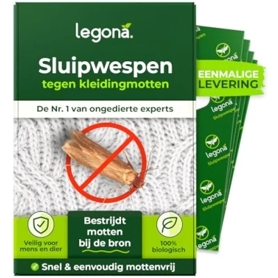 Afbeelding van Legona® Sluipwespen tegen Kledingmotten 8x Trigram Kaarten Individuele Levering Effectief Bekampen Alternatief voor Mottenspray Veilig Mens en Dier