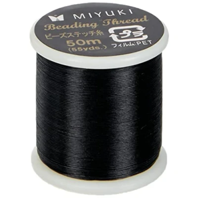 Afbeelding van Rayher 89300576 rijgaren voor rocailles, zwart, spoel 50 m, dikte 0,27 mm diameter, ideaal Delica rocailles 1,6 mm, pareloprijgaren 100% nylon, extreem dun en scheurvast