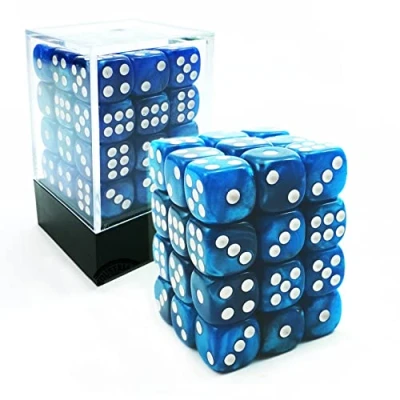 Afbeelding van Bescon 12mm 6 zijdige dobbelstenen 36&quot; bakstenen doos, zeszijdige dobbelsteen (36) blok dobbelstenen, marmer blauw
