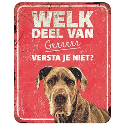 Afbeelding van D&amp;d Home Waakbord Hond Waarschuwingsbord Danish Dog Nl 25x20x0,3cm Rood 1st