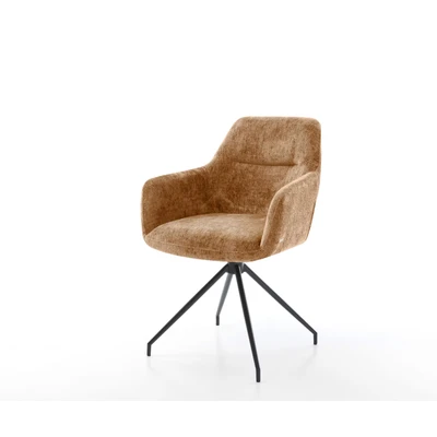 Afbeelding van DELIFE Draaistoel Pejo Flex chenille Roest kruisframe conisch zwart 180 draaibaar pocketveer kern