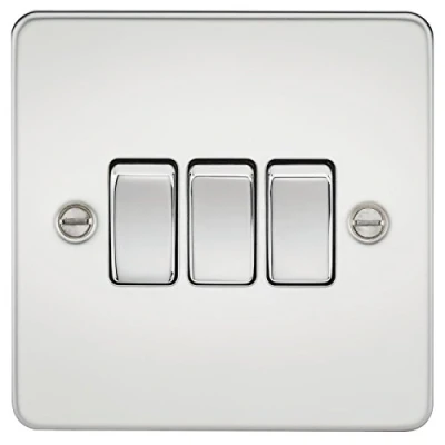Afbeelding van Knightsbridge FP4000PC FPAV4000PC platte plaat 10A 3G 2 weg schakelaar gepolijst chroom