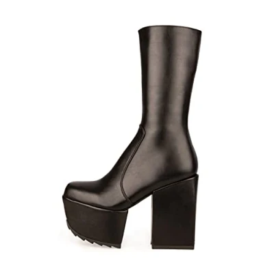 Afbeelding van LAMODA Magnolia Mid Calf Boot voor dames, Black PU, 41 EU