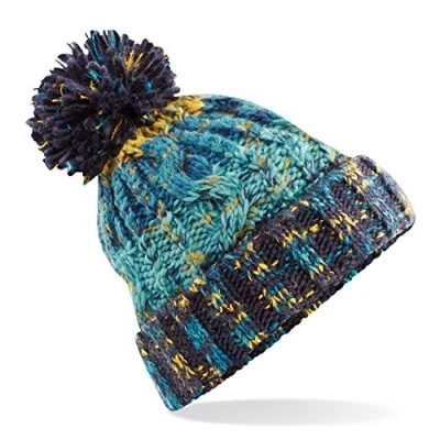 Afbeelding van Beechfield B486 Kurkentrekker Pom Beanie Stijlvolle Wintermuts, Veelkleurig (Marine Splash 000), One size