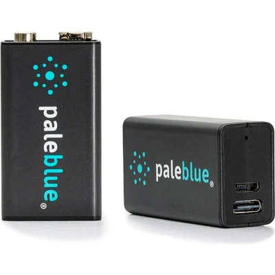 Afbeelding van Pale Li ion Rechargeable 9V Battery USB C 2 pack of with 2x1 cable