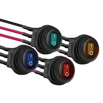 Afbeelding van APIELE 4 stuks waterdichte ronde tuimelschakelaar, 2 standen, aan/uit met kleuren led schakelaar, SPST 3 pinnen 12 V, 20 A, knop voor auto, boot, huishoudelijke apparaten (met