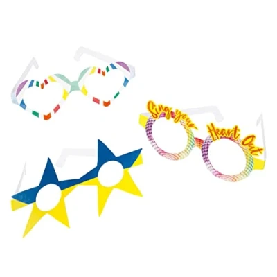 Afbeelding van Talking Tables Eurovisie Songfestival Papieren Feestbril 2023 Gevierde Thema Decoraties 8 Pack, Gemengde Kleuren,18cm