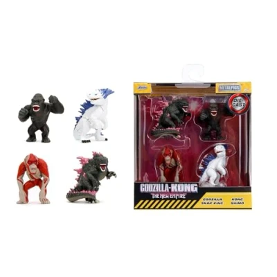 Afbeelding van Jada Toys Wave 1 Set van 4 Godzilla x Kong figuren (Godzilla, King Kong, Shimo, Skar King) MonsterVerse verzamelfiguren metaal, elk 6,5 cm, voor fans en verzamelaars vanaf 8 jaar