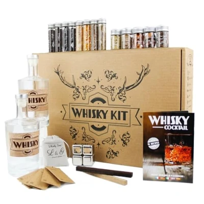 Afbeelding van L&amp;G® whisky Prepared Kit Cadeau ideeën Originele doe het zelf cadeauset Kerstmis, verjaardag Made in France Stalen ijsblokjes geleverd Kwaliteitsingrediënten