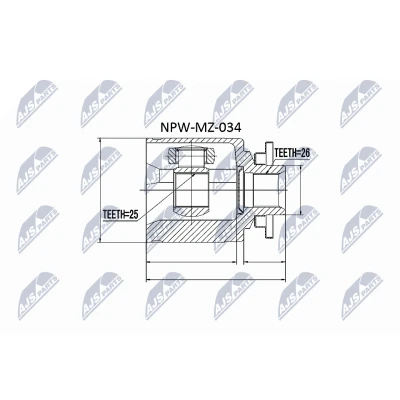 Afbeelding van Homokineet reparatie set, aandrijfas NTY NPW MZ 034