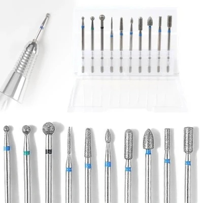 Afbeelding van TRKETK 10 Stks Nail Boren Set, Cuticle Remover Elektrische Boor Kit 3/32 &quot;Carbide Professionele Diamant Set Manicure Slijpen Hoofd Tool