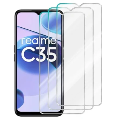 Afbeelding van Cadorabo 3x Screenprotector geschikt voor Realme C35 Beschermende Pantser Film in Getemperd (Tempered) Display beschermend glas 9H hardheid met 3D Touch