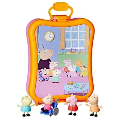 Afbeelding van Peppa Pig F3779FF2 Peppa&#039;s Club Friends Case Kleuterspeeltje, inclusief 4 figuren, met handvat voor onderweg plezier, kinderen vanaf 3 jaar, Multi