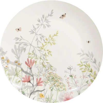 Afbeelding van Clayre &amp; Eef Dinerbord Ø 26 cm Wit Porselein Bloemen Eetbord