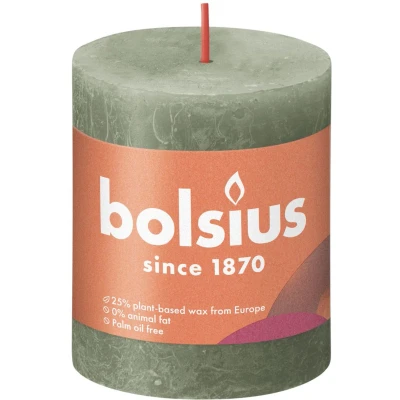 Afbeelding van Bolsius kaars rustiek Fresh Olive 80/68 mm