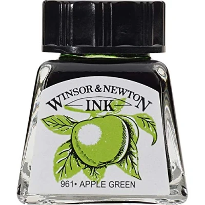 Afbeelding van Winsor &amp; Newton 1005011 Drawink Ink tekeninkt voor kalligrafen, illustratoren, grafici, kunstenaars waterbestendige kleuren, uitstekende transparantie 14ml fles, Apple Green