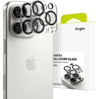Afbeelding van Ringke Full Cover Glass Camera Protector Geschikt voor Apple iPhone 16 Pro / Max Tempered Case Friendly 2 Pack