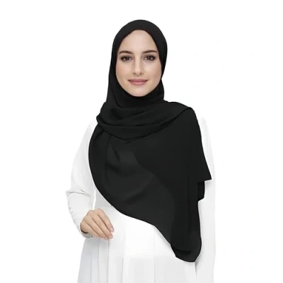 Afbeelding van Premium Chiffon Hijab Hoofd Sjaal Wrap Voor Moslim Vrouwen Lichtgewicht (Zwart)