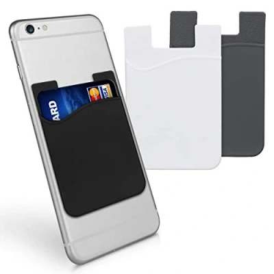 Afbeelding van kwmobile 3x Kaarthouder Hoesje voor Smartphone Zelfklevend Zelfklevende Siliconen Zwart Grijs Wit Afmeting 8,5x5,5cm