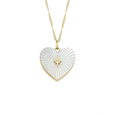 Afbeelding van Fossil JF04430710 Ketting Butterfly staal parelmoer goudkleurig wit