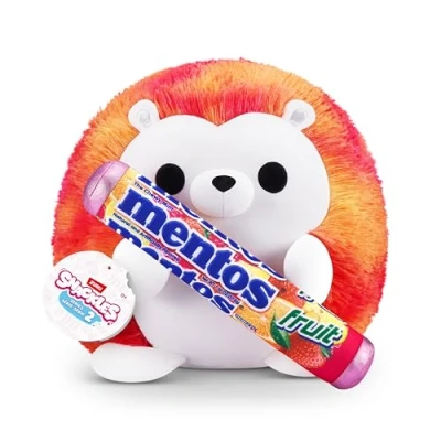 Afbeelding van ZURU Snackle Serie 2 20 cm pluche dier, knuffelig en knijpbaar dier met officiële snack accessoires, egel (mento&#039;s, fruit)