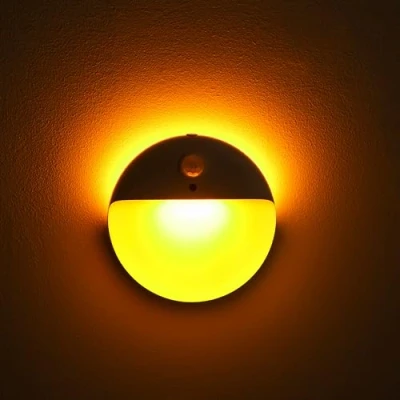 Afbeelding van YUNLEX nachtlampje met bewegingssensor, 3 verlichtingsmodi, batterijgevoede kledingkastverlichting, stick Anywhere, traploos dimbaar, amber voor trappen, badkamer, slaapkamer, hal