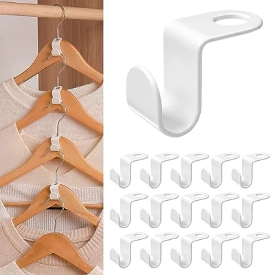 Afbeelding van Magrimaxio 70 stuks kleerhangers, aansluithaken, verlenghaken, ruimtebesparende haken, kledinghangers, organizer, ophanghaken, voor meer bruikbare ruimte in de kledingkast, wit