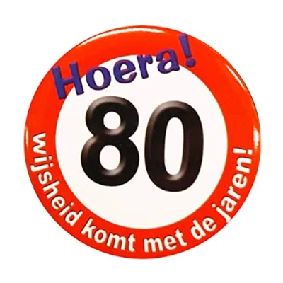 Afbeelding van Button klein 80 jaar Verkeersbord per stuk