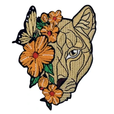 Afbeelding van Zegin Bloem Leeuw Patch Geborduurde Applique Badge Ijzer Op Naai Embleem