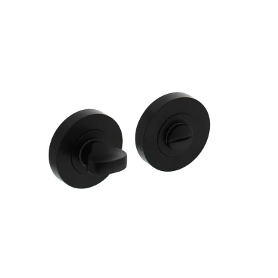Afbeelding van Rozet met wc slot / badkamersluiting 53x8mm mat zwart