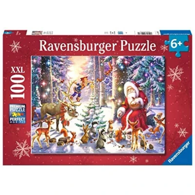 Afbeelding van Ravensburger kerstpuzzel Kerstmis in het bos Legpuzzel 100 stukjes