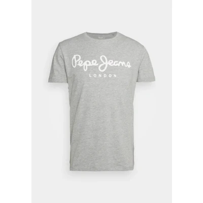 Afbeelding van Pepe Jeans Original Stretch Tshirt print, Heren, Maat: Large, Grey marl