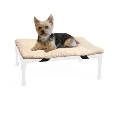 Afbeelding van K&amp;H PET PRODUCTEN Origineel microfleece kussen voor buiten verhoogd hondenbed, draagbaar en wasbaar hondenbedkussen (kinderbed apart verkocht) bruin fleece klein 47,6 x 55,5 cm