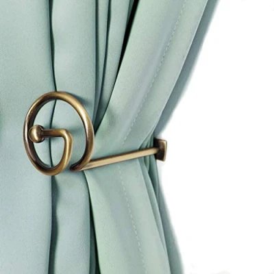 Afbeelding van Gordijn Holdback Brons Set van 2 Drape Houder Haak Tieback voor Venster Transparante en Verduisterende Panelen Decoratieve Gordijnen Metaal (Bronzen 1 paar)