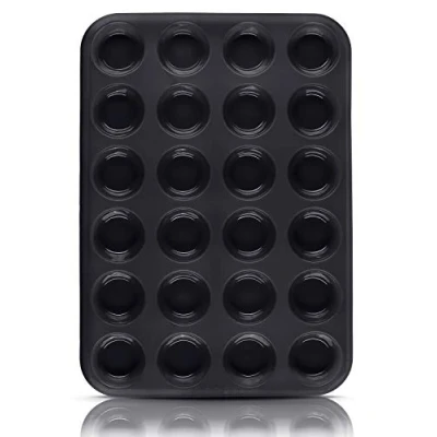 Afbeelding van Belmalia Mini Muffin Bakvorm Silicone, 24 Holtes, 34 x 2 cm, Antiaanbaklaag, Cupcake Muffins Vorm, Zwart