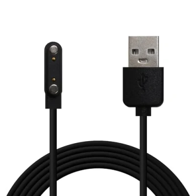 Afbeelding van OcioDual Magnetische oplaadkabel, 2 polig, contactafstand, pinnen 7,62 mm, voor smartwatches, USB oplader, zwart, universele smartwatch