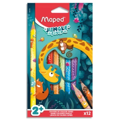 Afbeelding van Maped kleurpotlood Jungle Fever Jumbo etui van 12 stuks assorti
