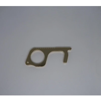 Afbeelding van No Touch Key Deuropener Contact loos knoppen indrukken Contactloos Corona Proof Deuren openen Zero Tegen het verspreiden van Ziektekiemen Handige Massieve Sleutelhanger Messing