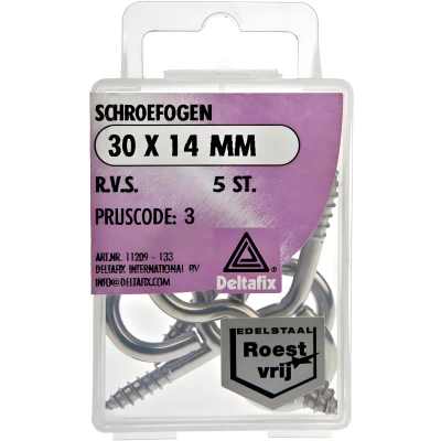 Afbeelding van Deltafix Schroefogen 5x verzinkt metaal 30 x 14 mm ijzerwaren bevestigsmaterialen