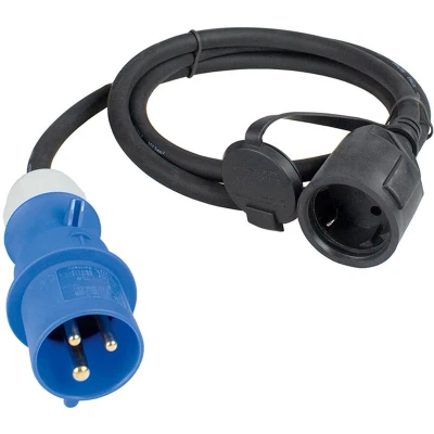 Afbeelding van as Schwabe CEE Adapterleitung Caravan 1,5 m, 250 V Stecker und Schutzkontaktkupplung, Wohnmobil Zubehör mit Schutzkappe, 3 polige Leitung, IP44, Made in Germany, Blau, 60488