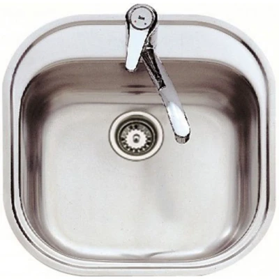 Afbeelding van Teka Stylo 1C inbouwspoelbak, 1 emmer, voor 45 cm meubels, roestvrij staal, eenvoudige installatie, modern design, stalen kleur