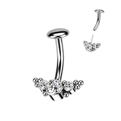 Afbeelding van Piercing titanium Convex base cluster push in wit