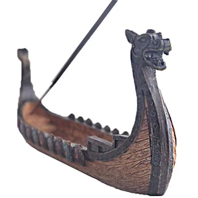 Afbeelding van Backflow Wierook Houder, Dragon Boot Stok Hars Viking Schepen, Stokbrander Retro Schepen Ornament voor Woondecoratie (24 * 12 5 cm)