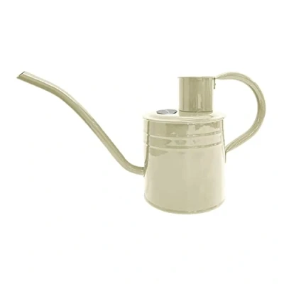 Afbeelding van Kent &amp; Stowe 1 liter vintage gieter in crème verzinkte stalen kan voor het gieten van kamerplanten klassieke Engelse stijl met verhoogde rand
