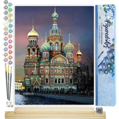 Afbeelding van Figured&#039;Art Schilderen op Nummer Volwassenen canvas Rusland Handwerk acrylverf Kit DIY Compleet 40x50cm met houten lijst