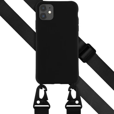 Afbeelding van Apple iPhone 11 Hoesje Siliconen en TPU (zacht) Selencia Softcase/Koordhoesje/Backcover Zwart Telefoonhoesje