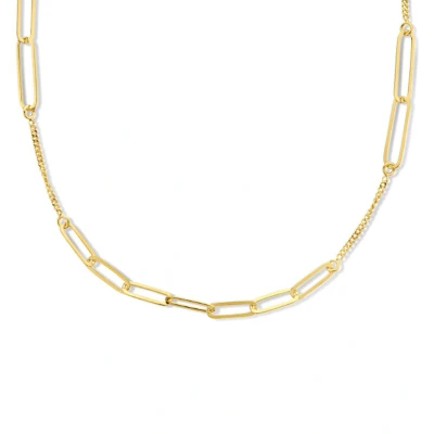 Afbeelding van zilver verguld (geel) combi collier paperclip platte buis en gourmette 3,7 mm 42 + 3 cm 2102645 horloge Goudkleur 45