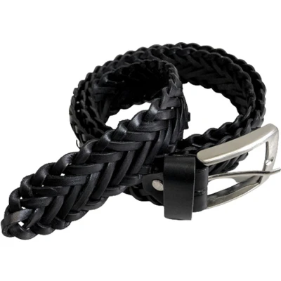 Afbeelding van Hommard leren gevlochten riem zwart, echt leer, made in Italy, Black Leather, Unisex