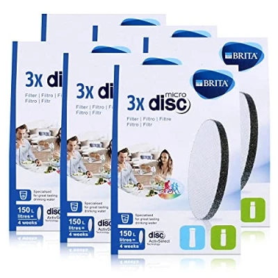 Afbeelding van BRITA MicroDisc waterfilter 3 stuks. Geschikt voor fill&amp;go waterfilterflessen en fill&amp;serve waterfilterkaraf (verpakking van 6)