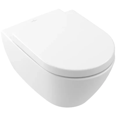 Afbeelding van Villeroy en boch subway 2 0 diepspoelcloset zonder spoelrand wandhangend stone white ceramicplus 5614r0rw